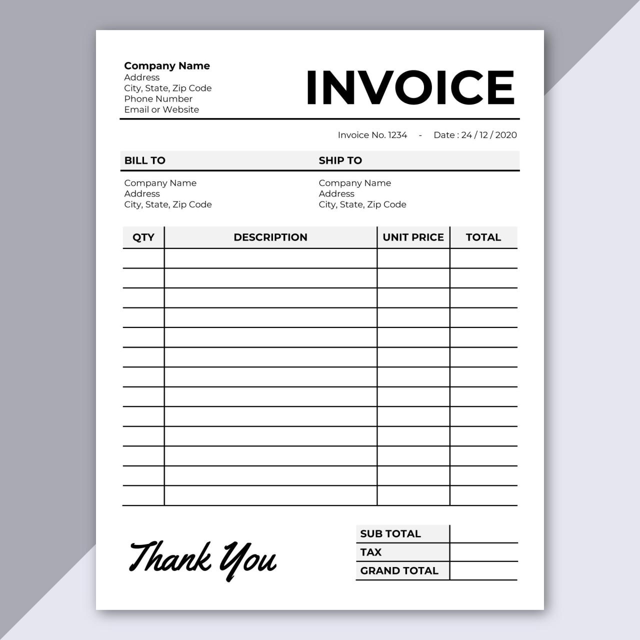 Free invoice