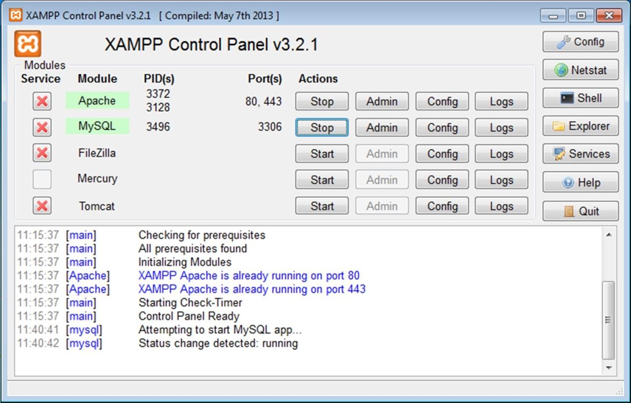 Xampp install